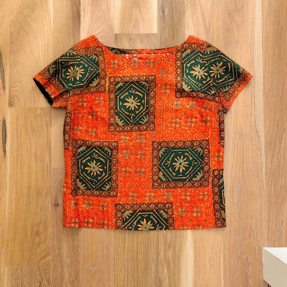 Vintage hand-sewn block print top - Picture 1 of 8